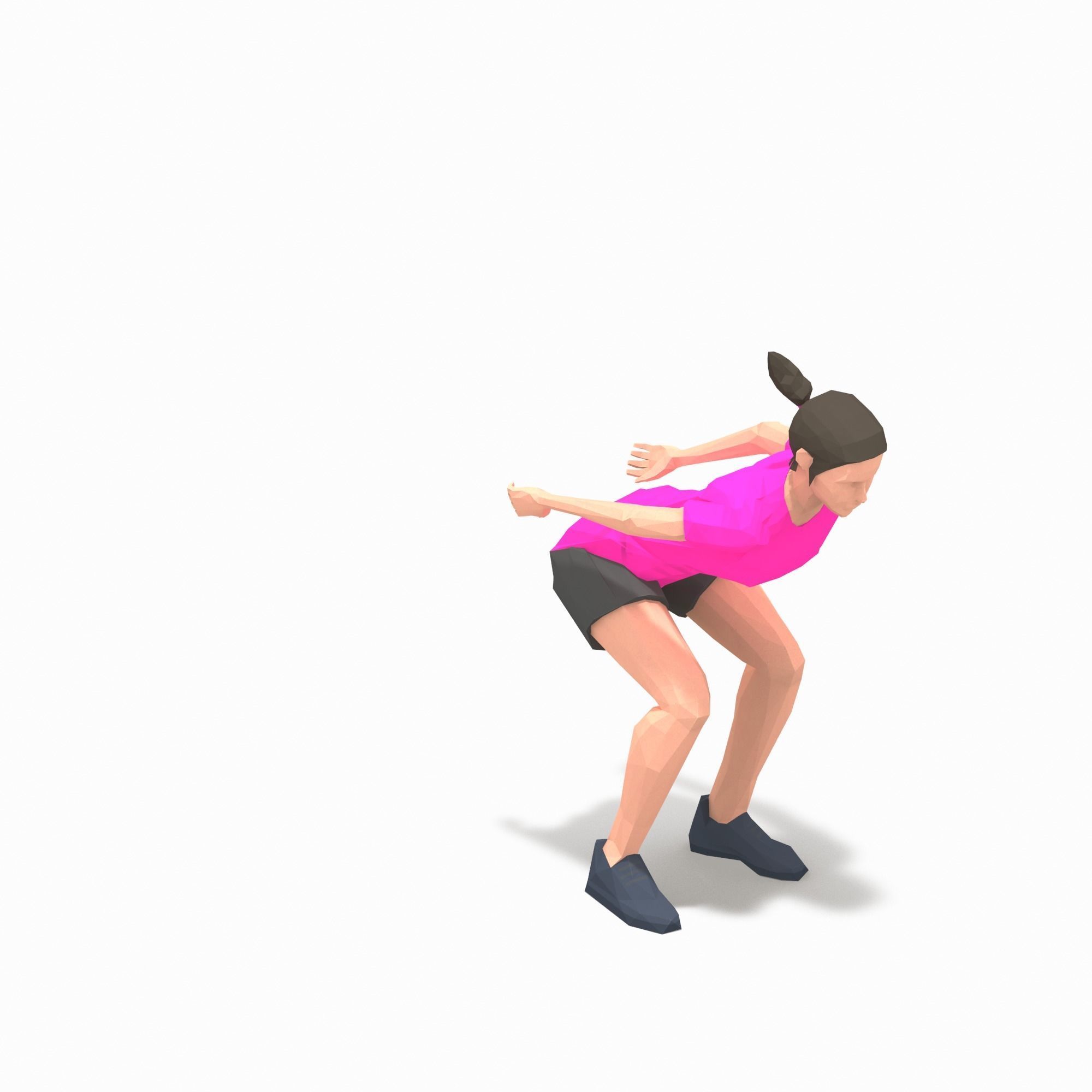side jump Exercise Woman Animation Low-poly 3D model_1