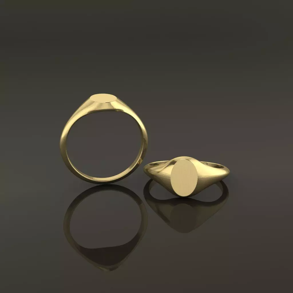 Dainty Thin Signet Ring Vertical Oval Mix Size 3D print model_0