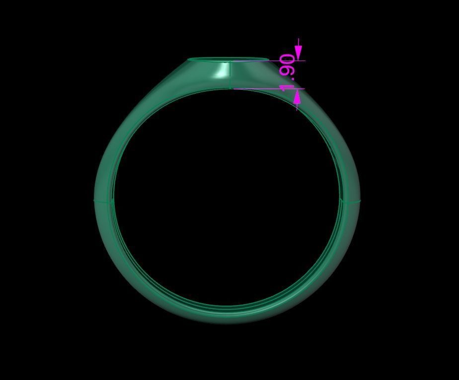 Dainty Thin Signet Ring Vertical Oval Mix Size 3D print model_17