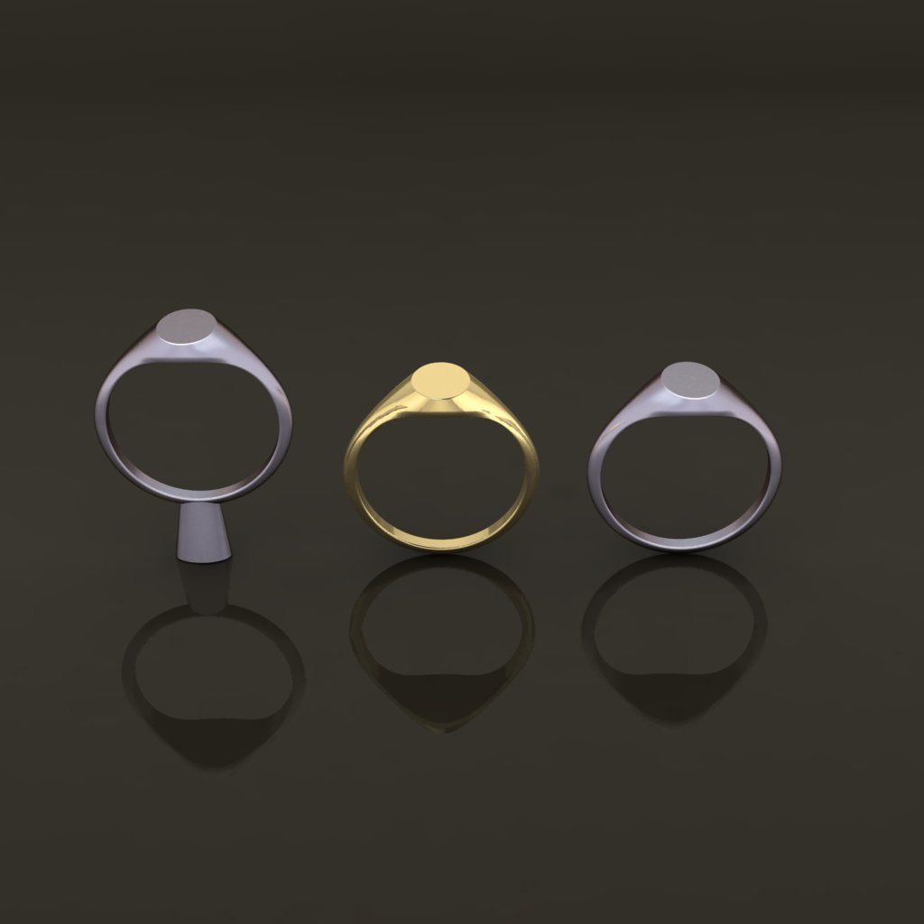 Dainty Thin Signet Ring Vertical Oval Mix Size 3D print model_1