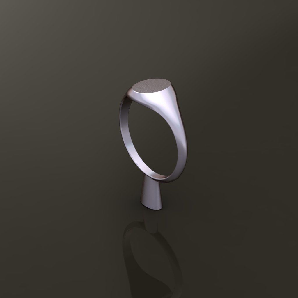 Dainty Thin Signet Ring Vertical Oval Mix Size 3D print model_9