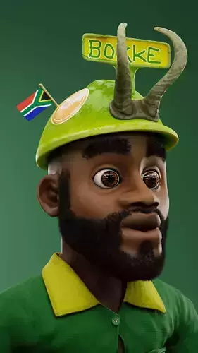 Sipho the Springboks fan rigged 3D model