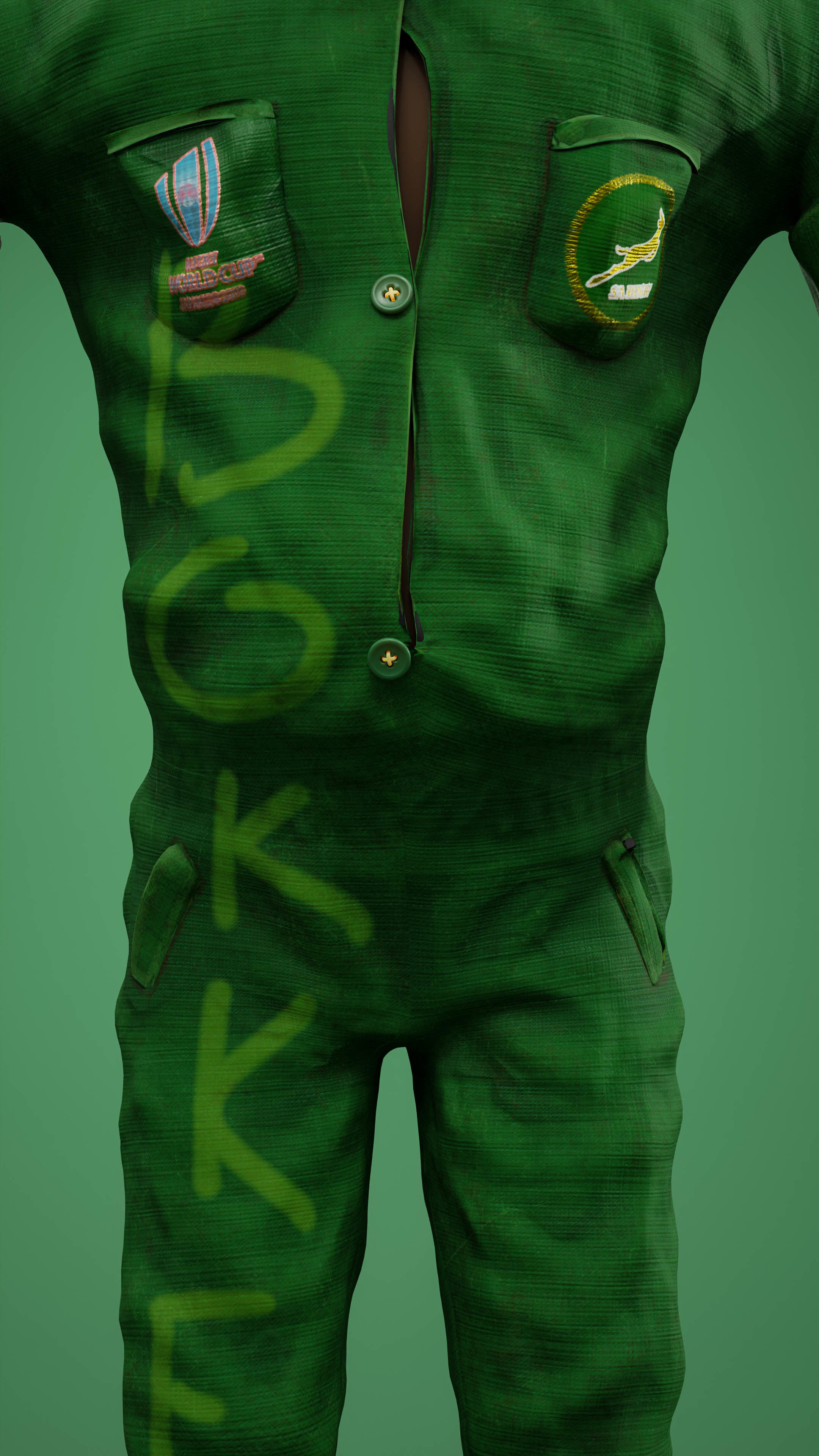 Sipho the Springboks fan rigged 3D model_10