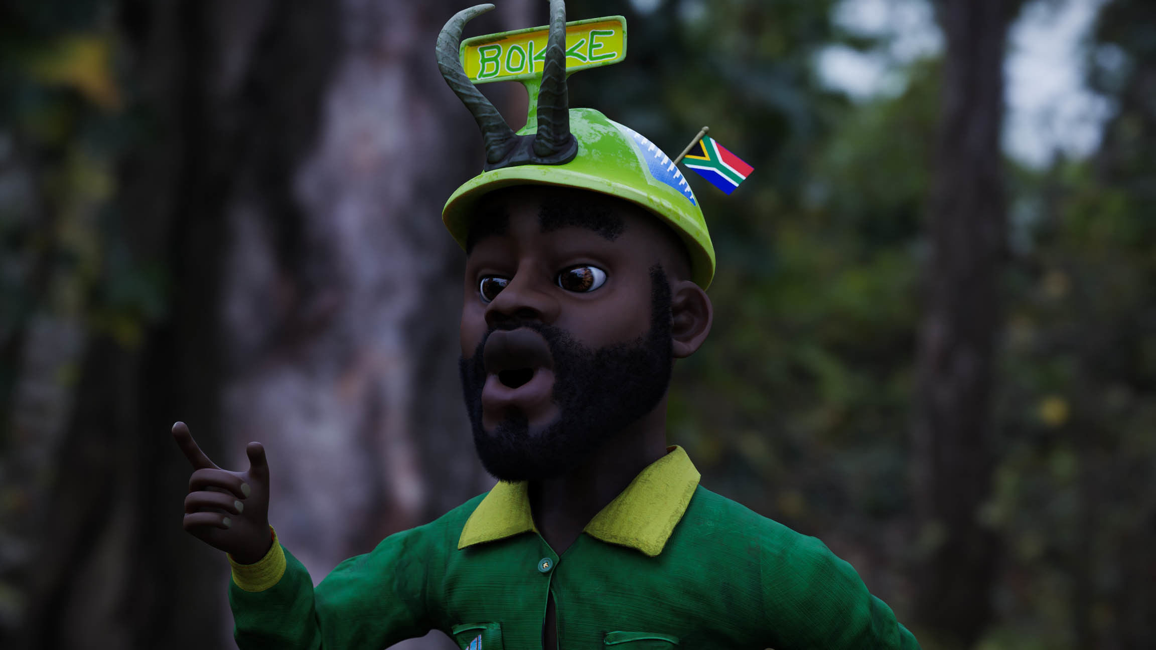 Sipho the Springboks fan rigged 3D model_9