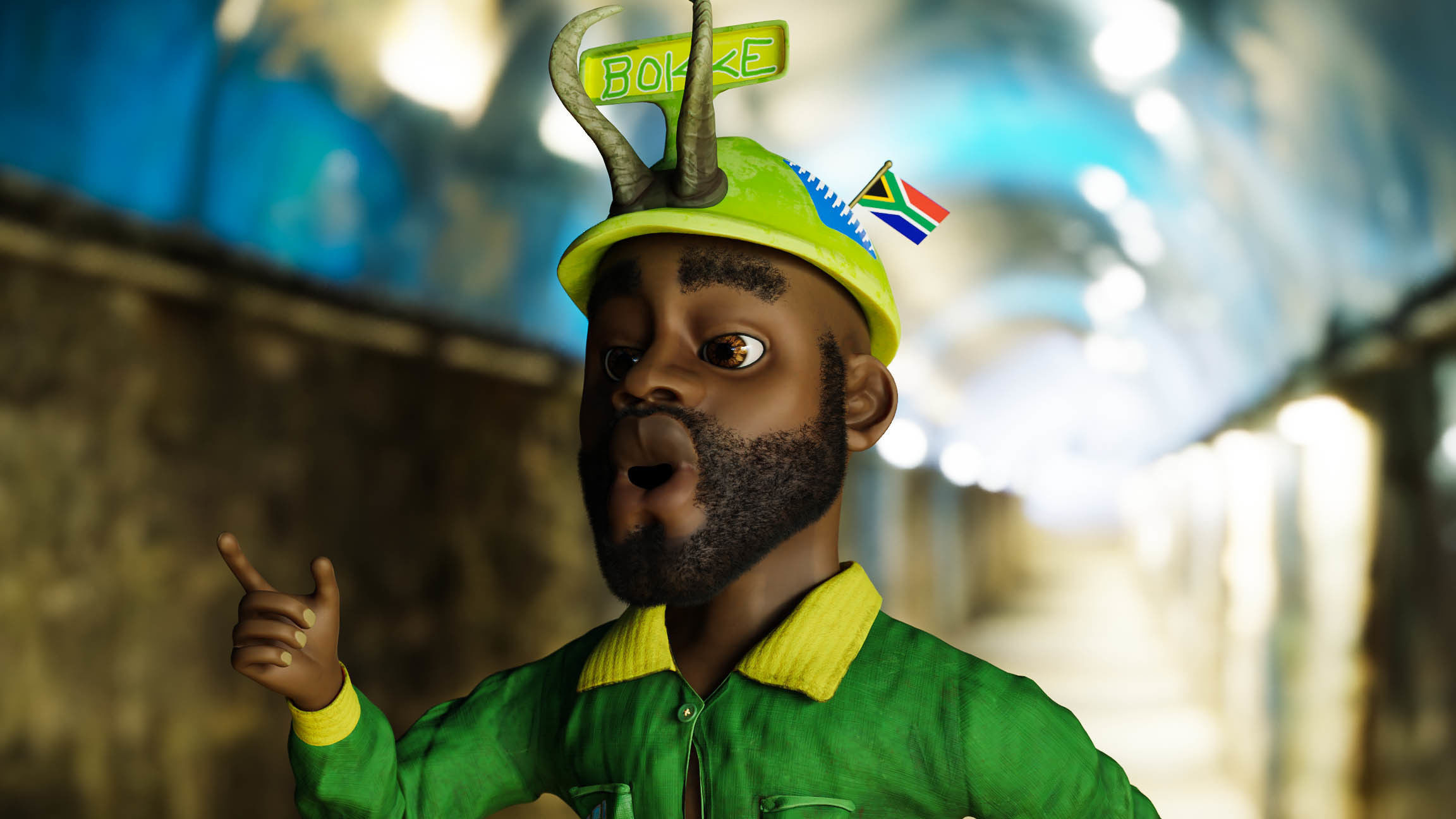 Sipho the Springboks fan rigged 3D model_8