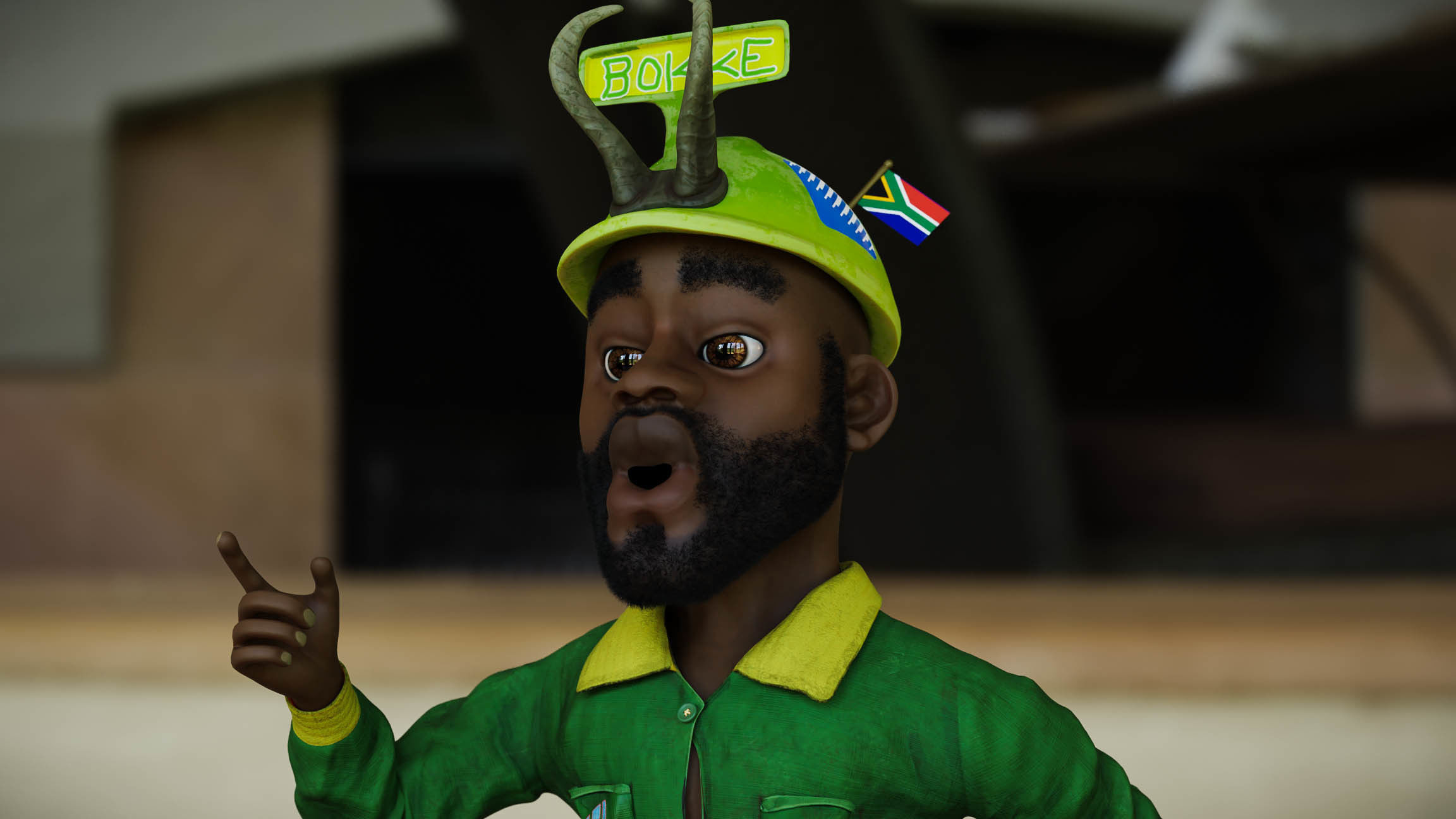 Sipho the Springboks fan rigged 3D model_7