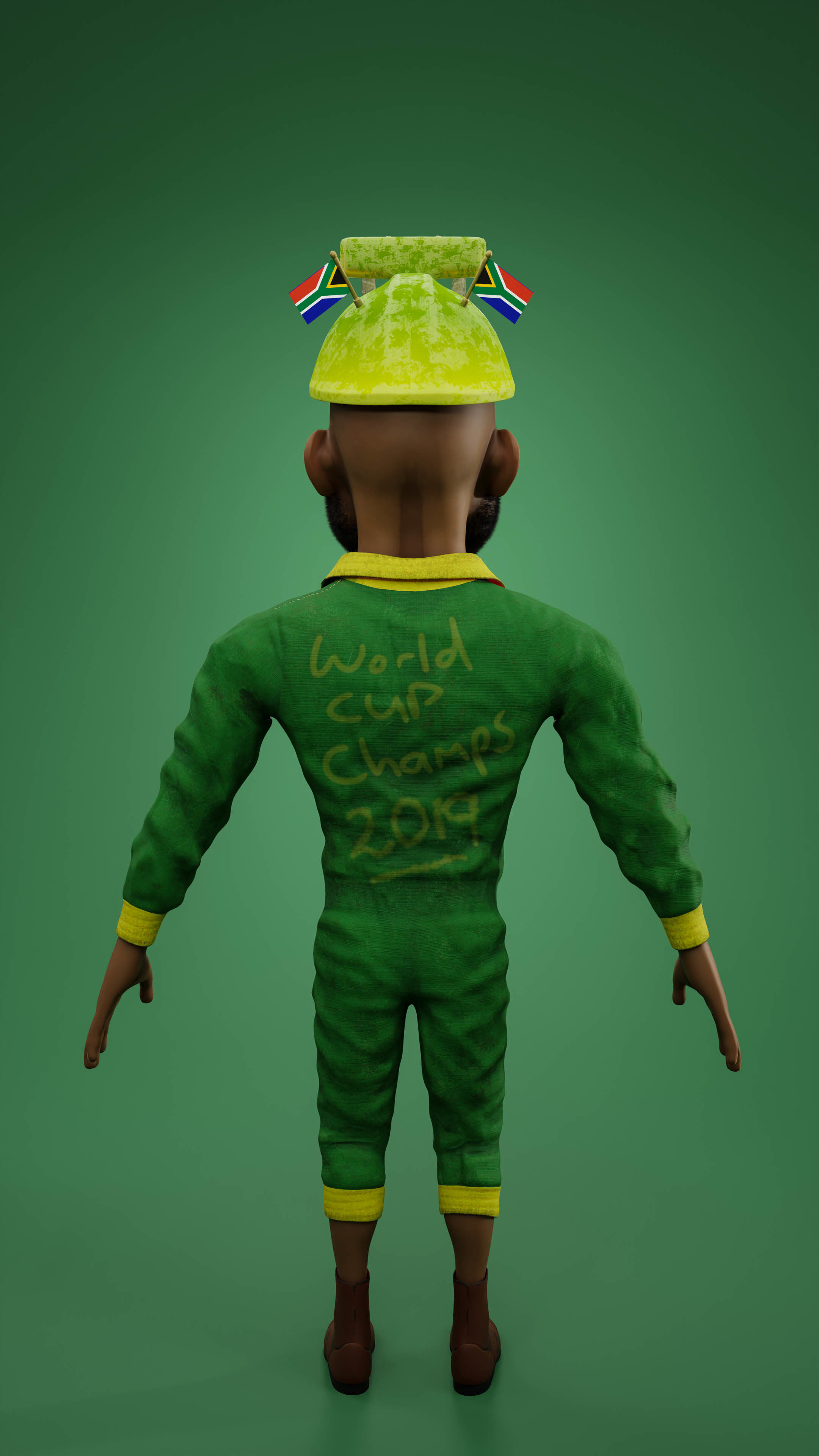 Sipho the Springboks fan rigged 3D model_3
