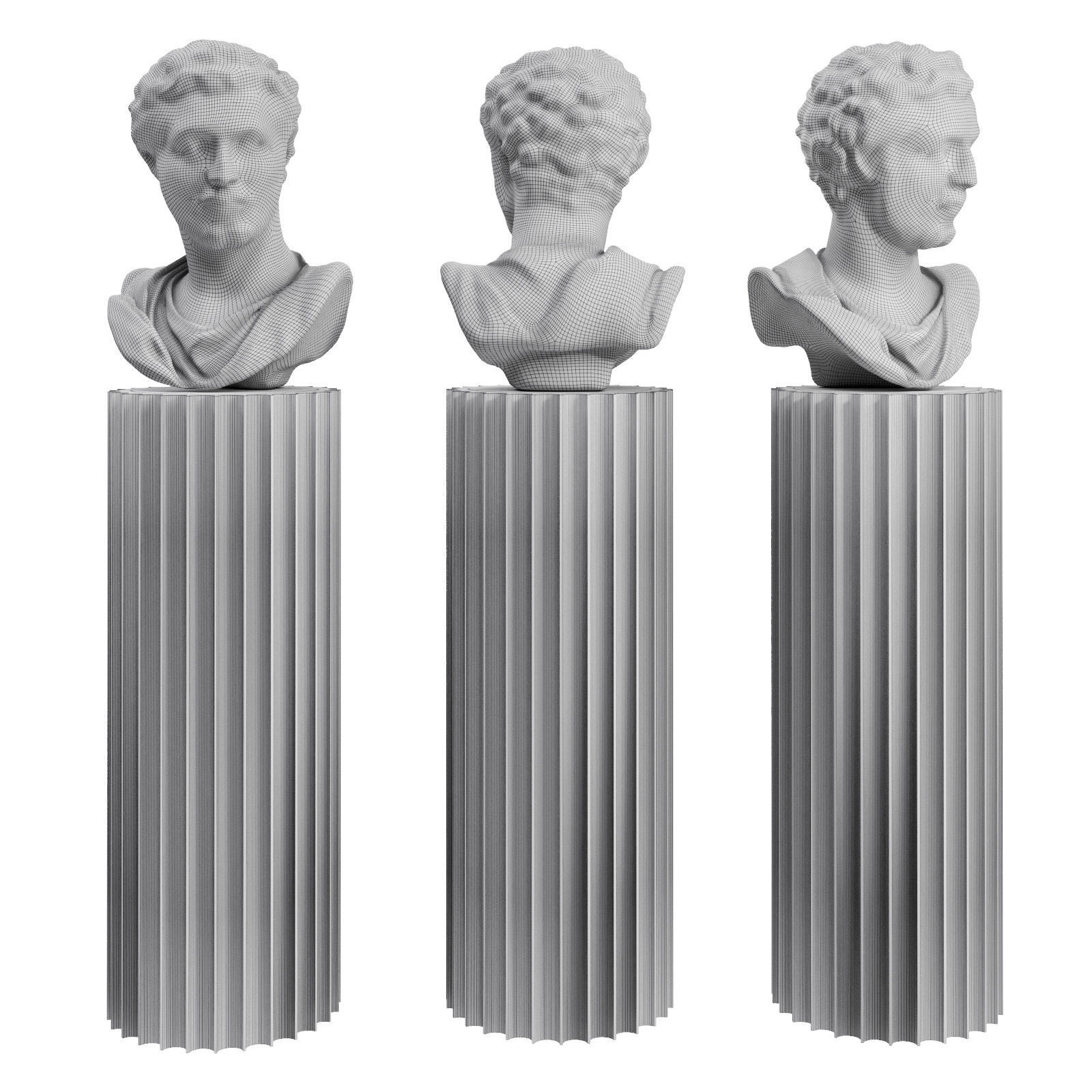 Septimius Severus Roman bust pedestal Low-poly 3D model_3