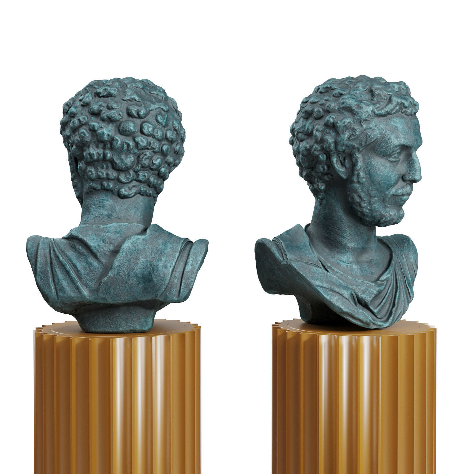 Septimius Severus Roman bust pedestal Low-poly 3D model_2