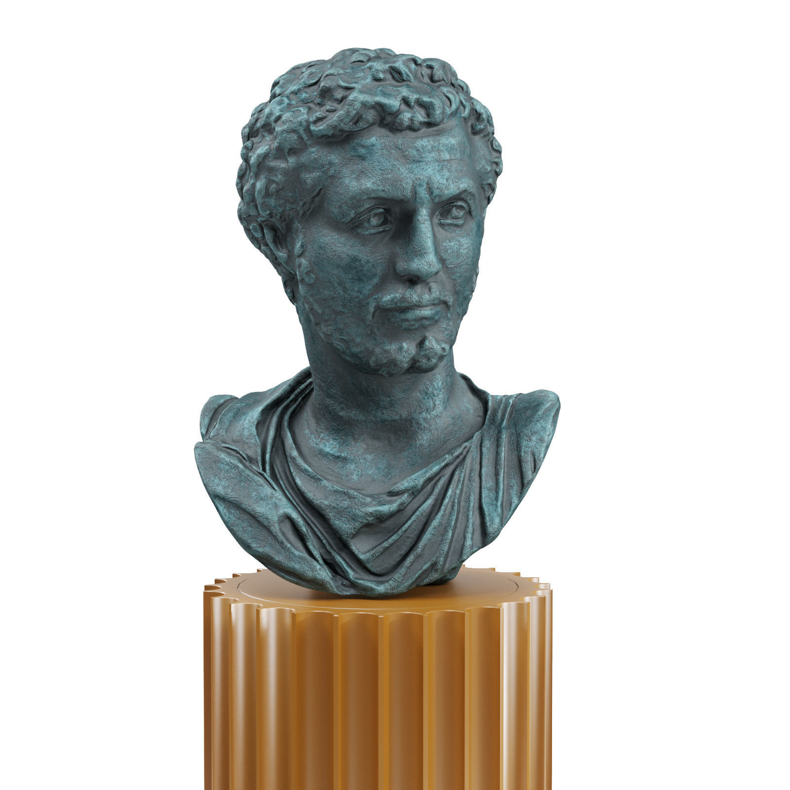 Septimius Severus Roman bust pedestal Low-poly 3D model_1