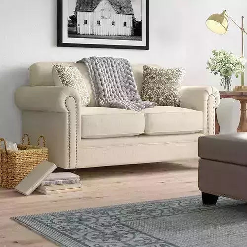 Suffield Rolled Arms Loveseat Sofa Long Chair 3D model