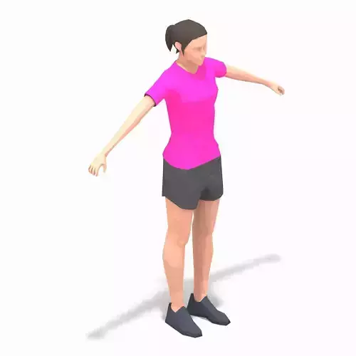 single leg raiser Exercise Woman Animation Low-poly 3D model