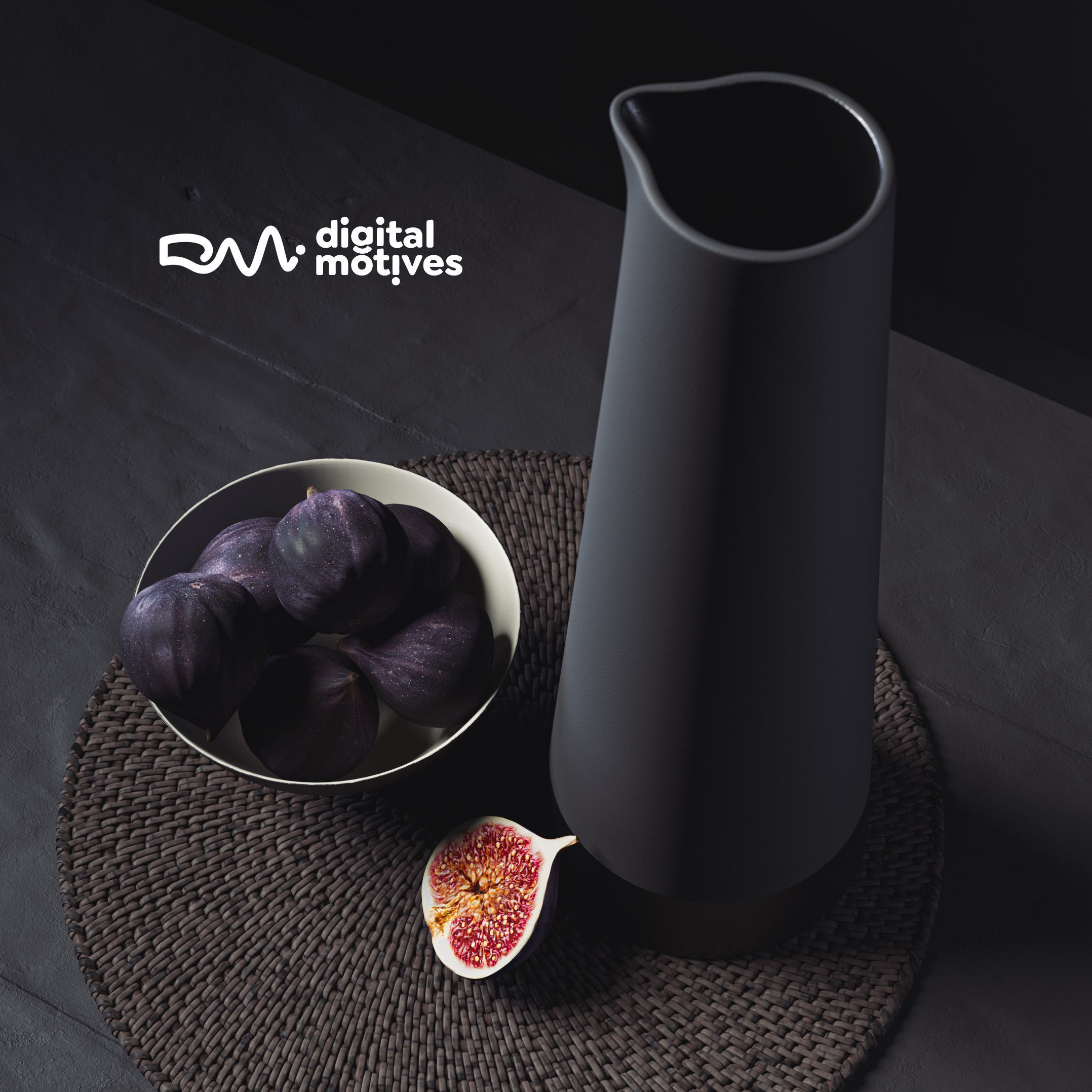 Figs and Black Tableware 3D model_1