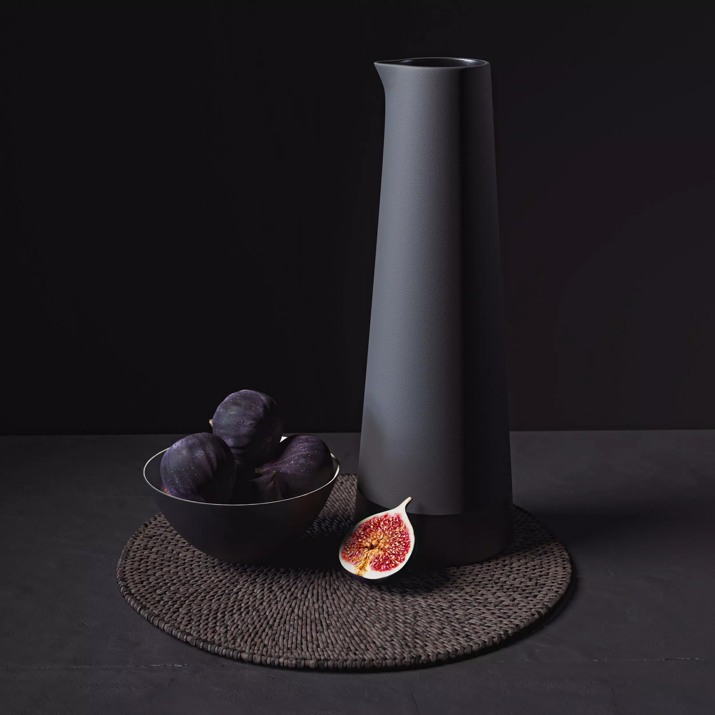 Figs and Black Tableware 3D model_0