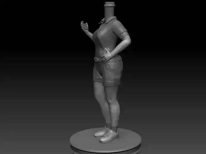 3D Printable Fat woman with timer Bubble Head