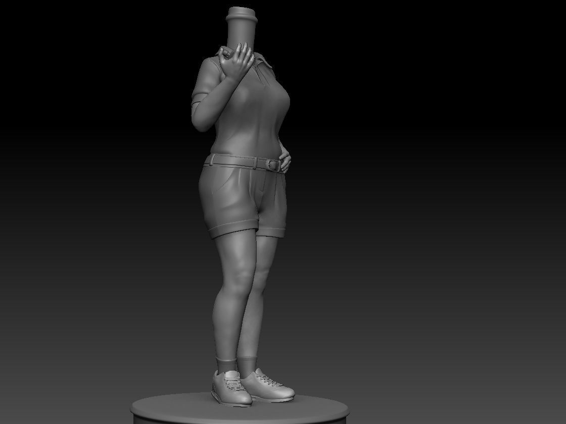 3D Printable Fat woman with timer Bubble Head 3D print model_3