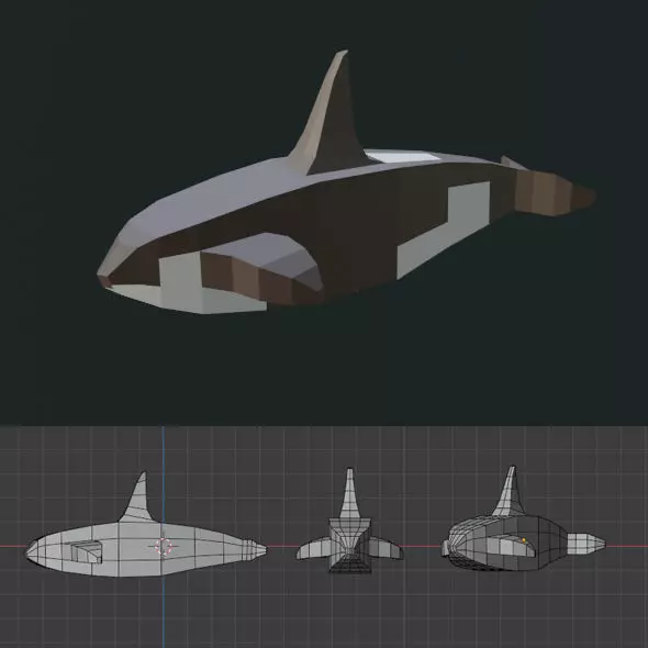 Whale Low Poly 3d Model orca Low-poly 3D model_0