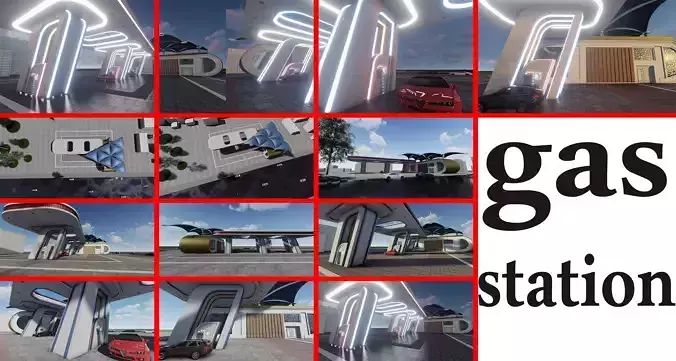 gas station 3D model