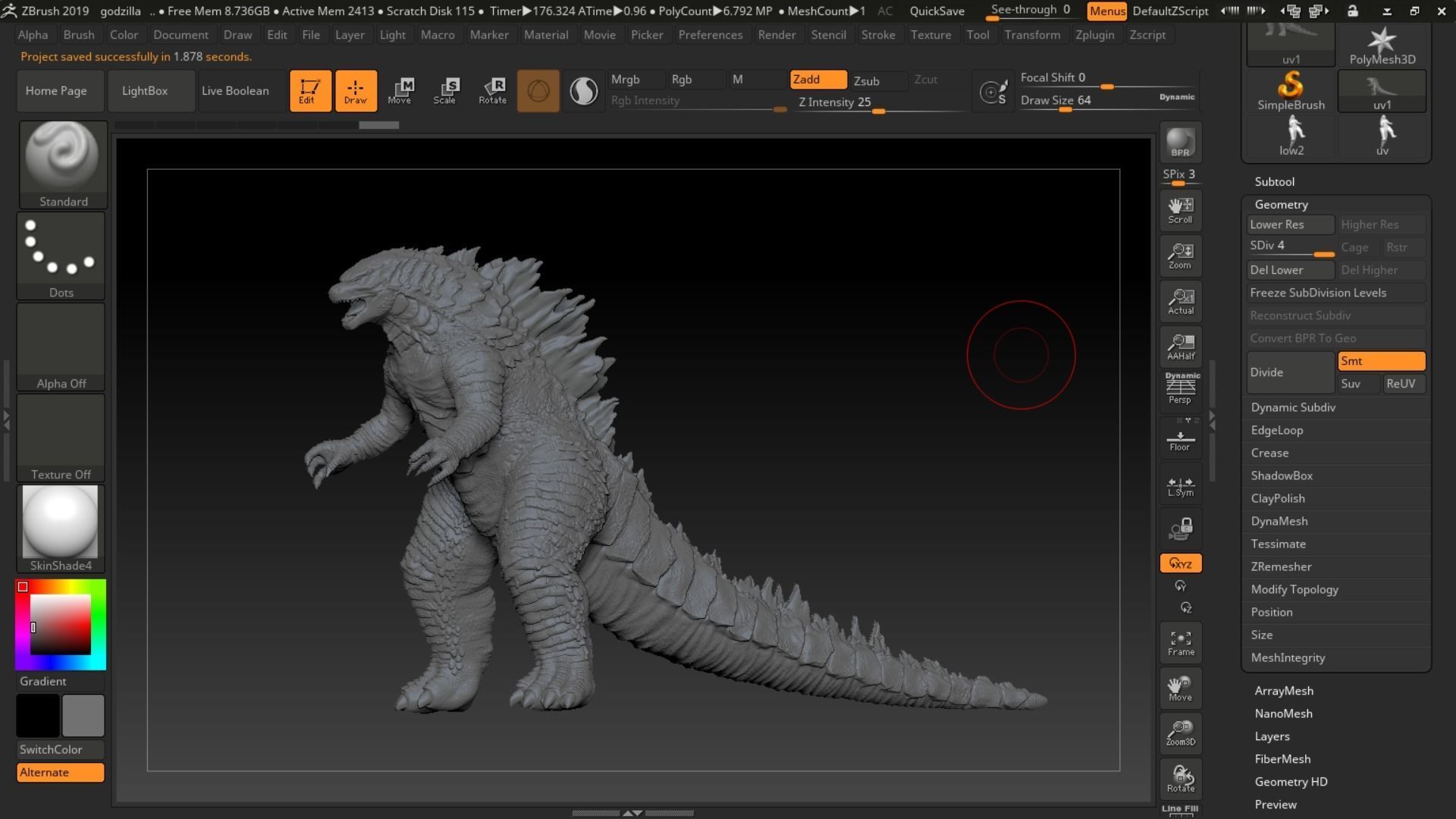 Godzilla kaiju titan Low-poly 3D model_31