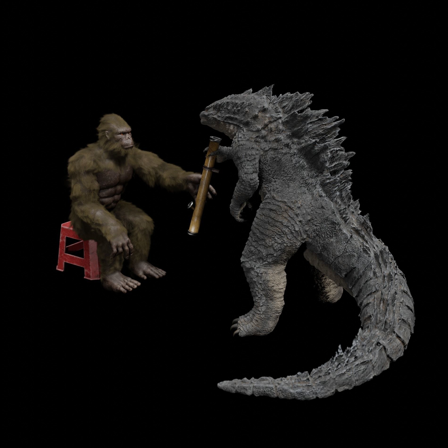 Godzilla kaiju titan Low-poly 3D model_24