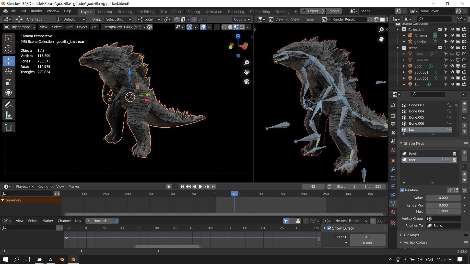 Godzilla kaiju titan Low-poly 3D model_27