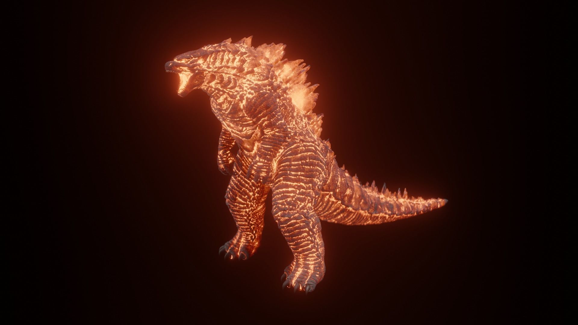 Godzilla kaiju titan Low-poly 3D model_8
