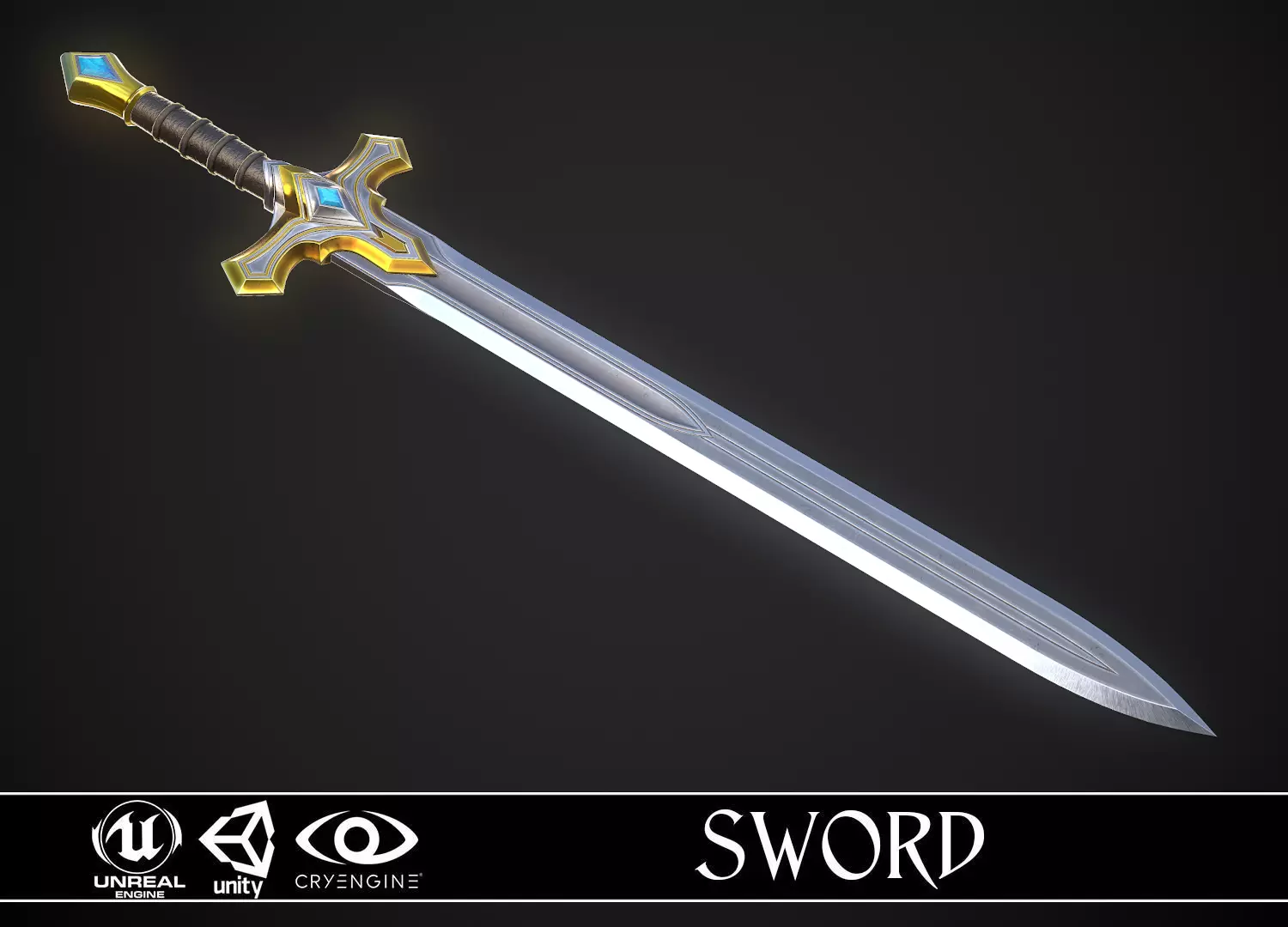 Sword A6 Low-poly 3D model_0