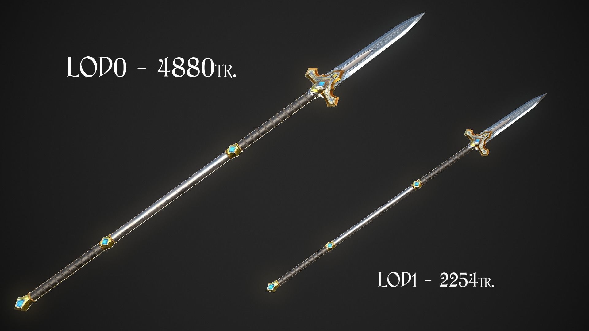 Spear and Glaive A6 Low-poly 3D model_2