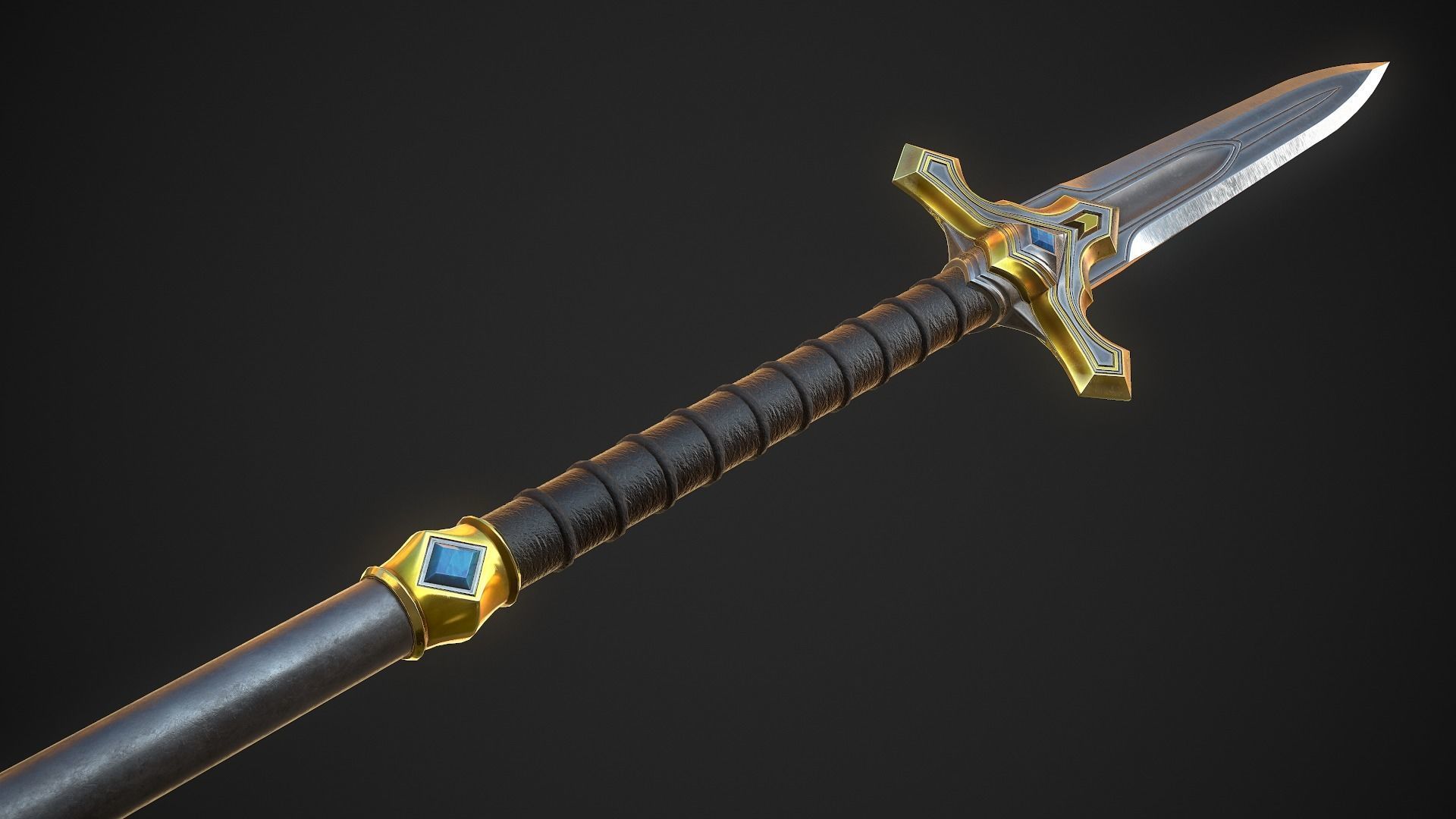 Spear and Glaive A6 Low-poly 3D model_7
