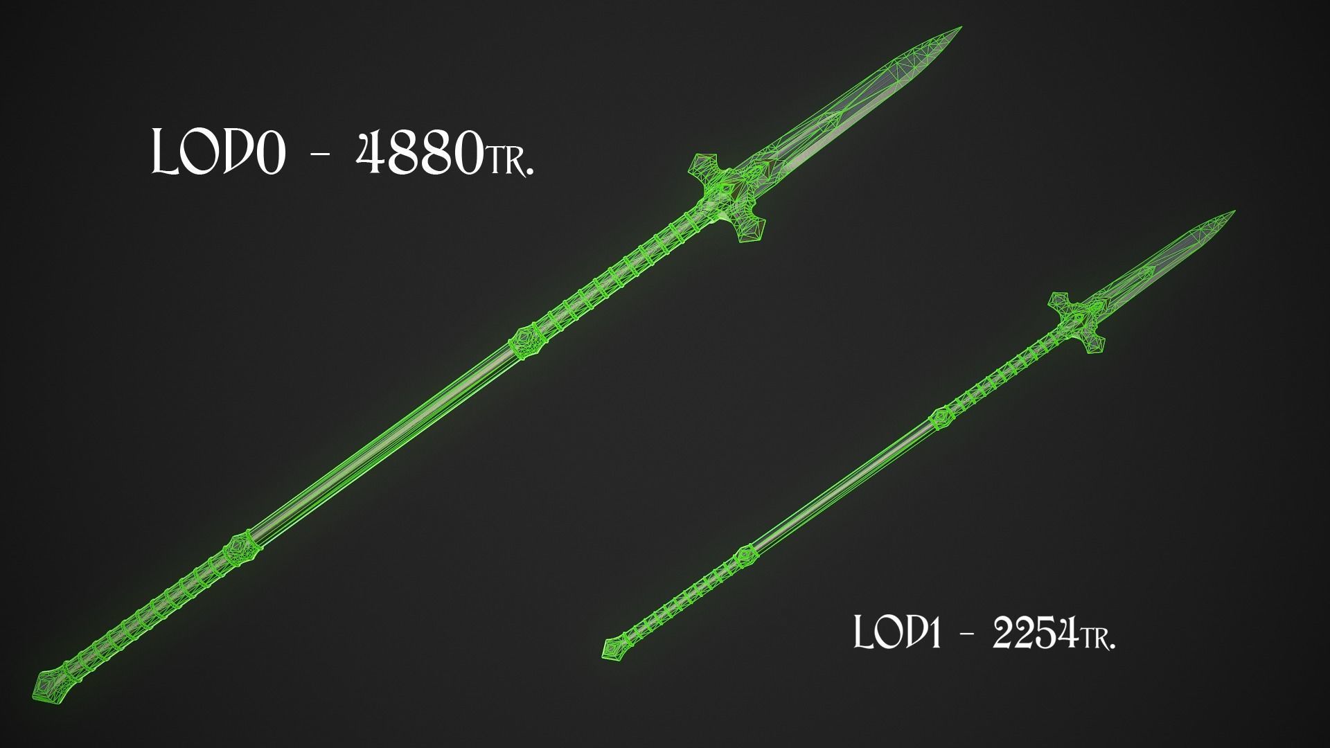 Spear and Glaive A6 Low-poly 3D model_11
