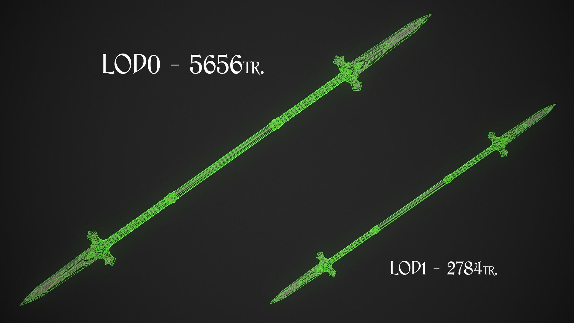 Spear and Glaive A6 Low-poly 3D model_12