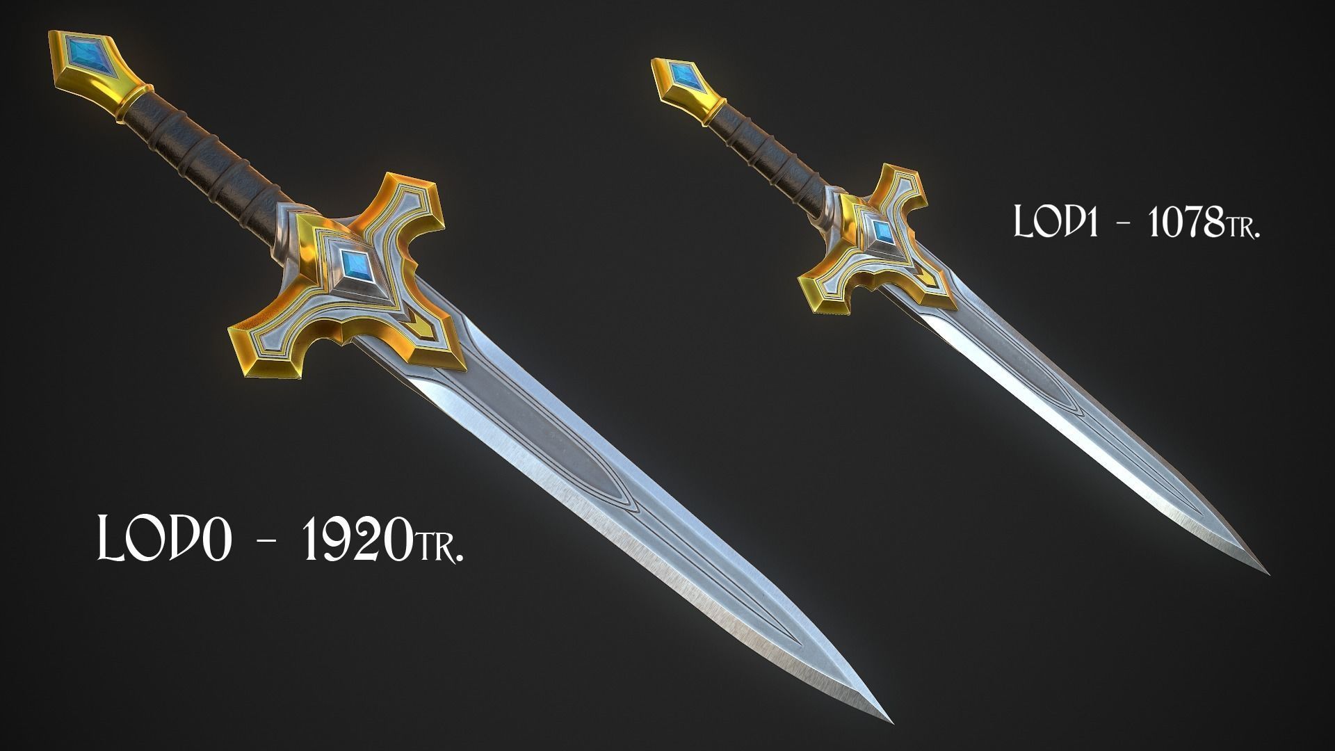 Melee Weapon Set A6 3D Model Collection_9