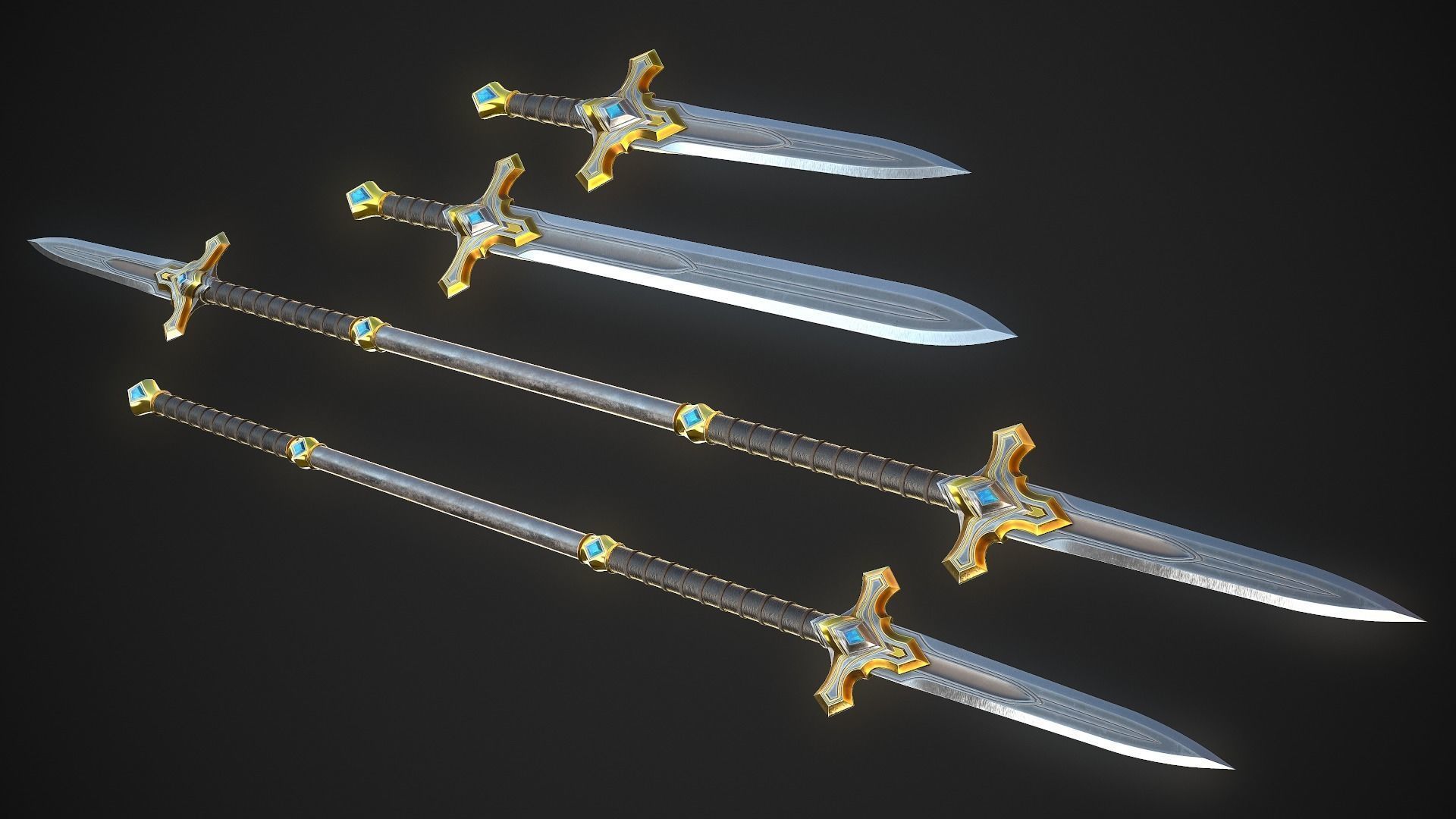 Melee Weapon Set A6 3D Model Collection_1