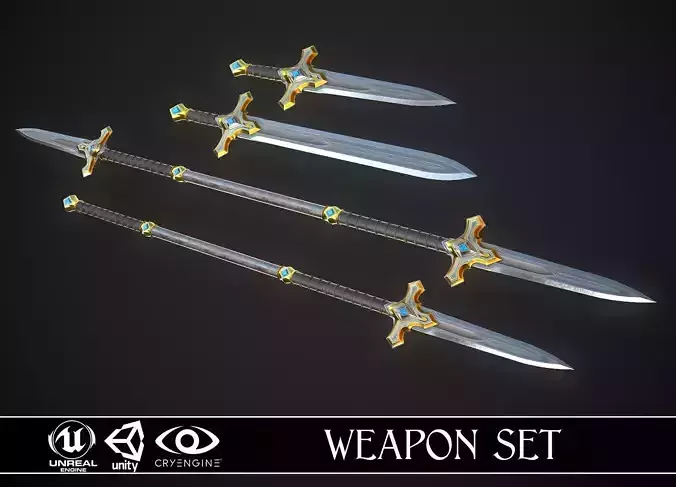 Melee Weapon Set A6 3D Model Collection