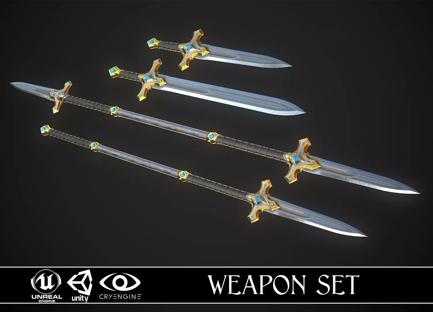Melee Weapon Set A6 3D Model Collection_0