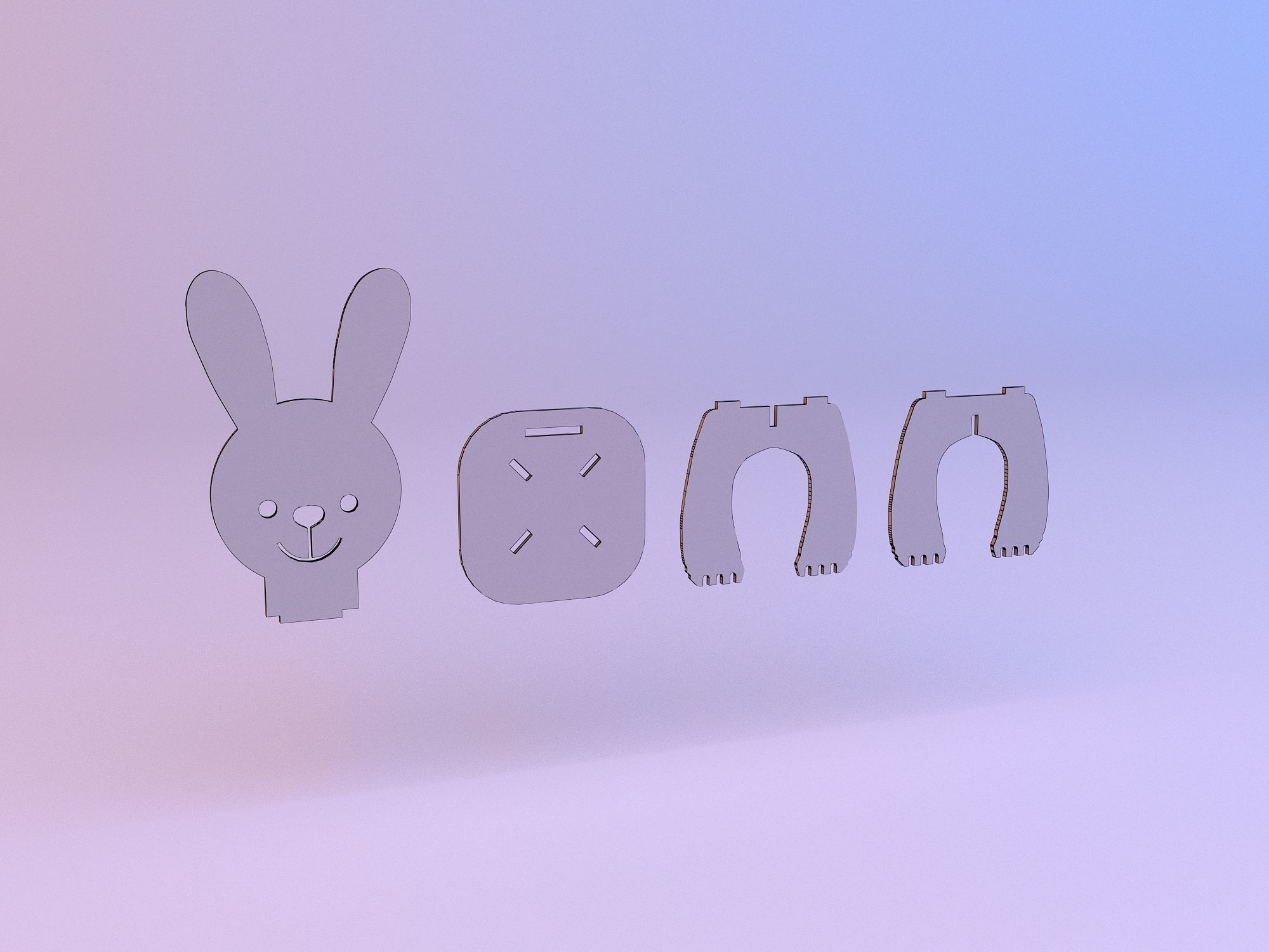 Rabbit Kids Wood Chair 3D model_6