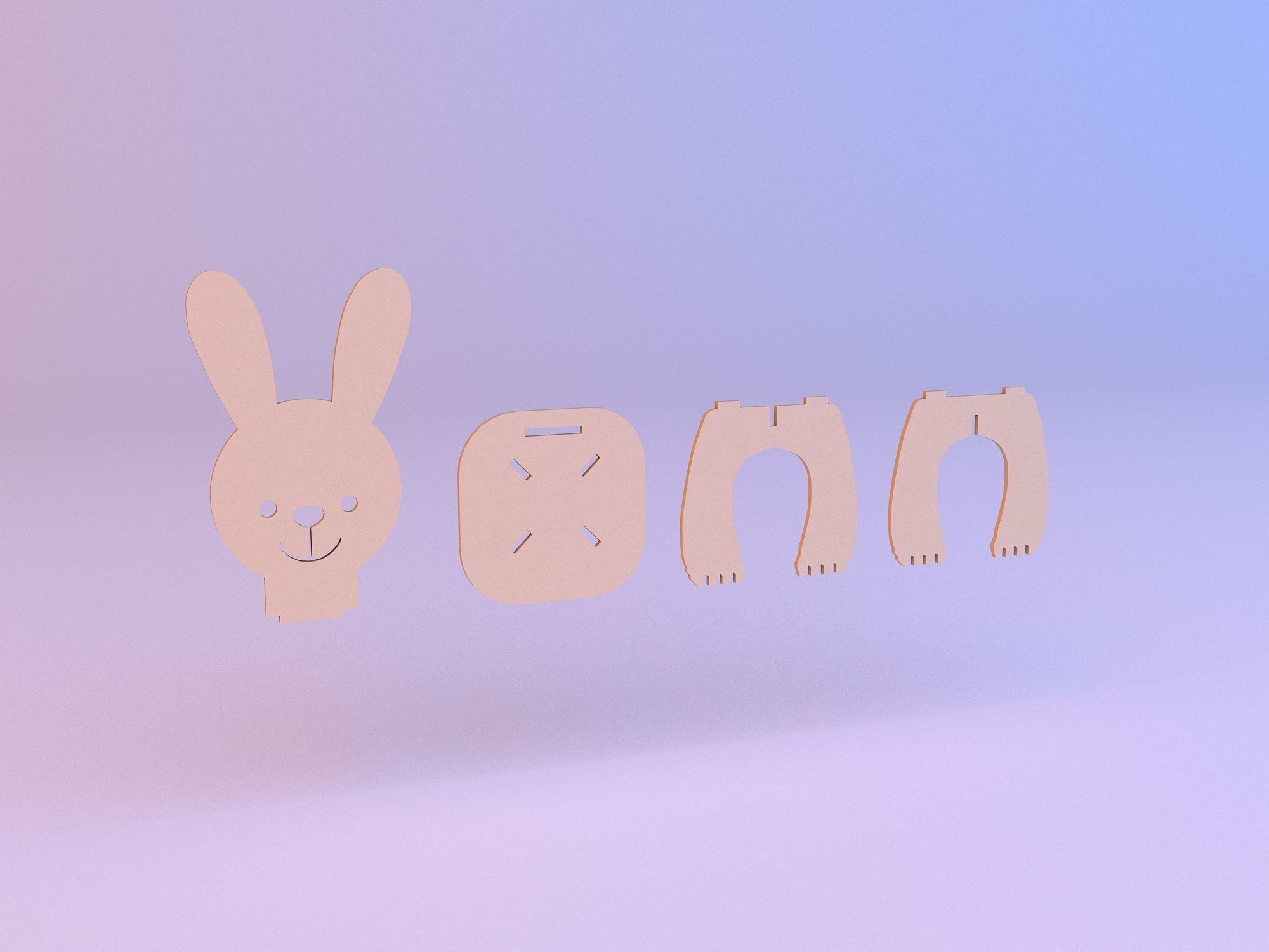 Rabbit Kids Wood Chair 3D model_3