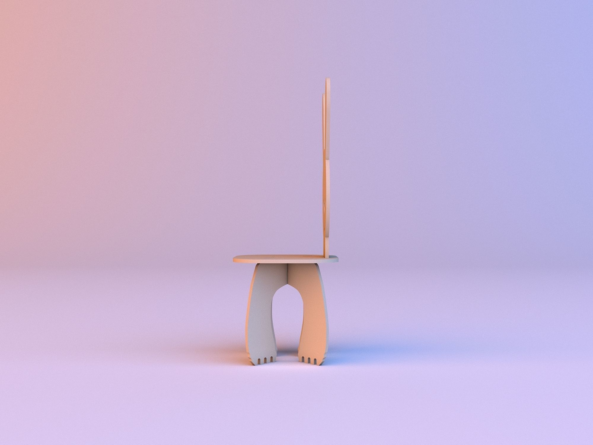 Rabbit Kids Wood Chair 3D model_2