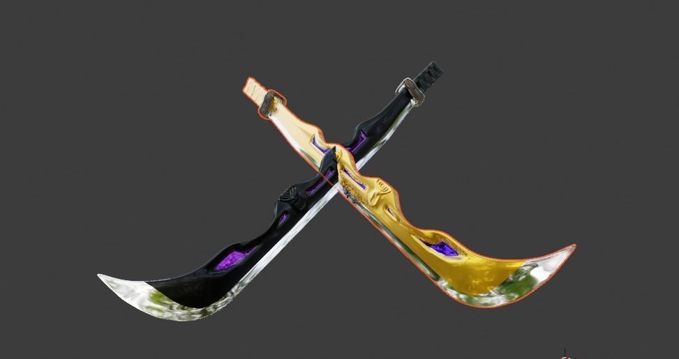 the golden sword and dark sword Low-poly 3D model_14