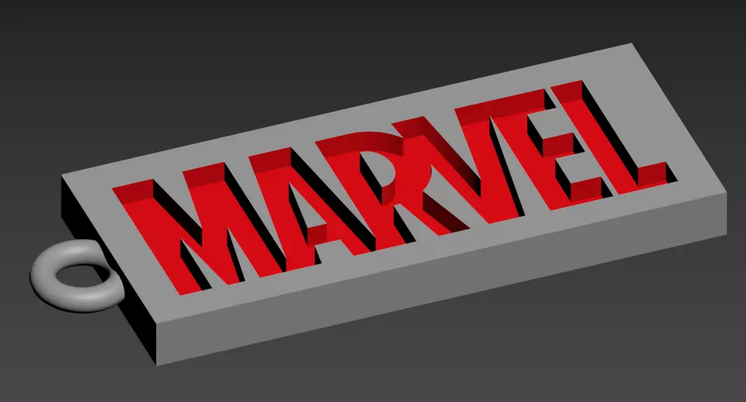 Marvel Logo Keychain 3D print model_0