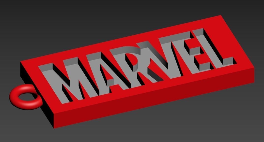 Marvel Logo Keychain 3D print model_1