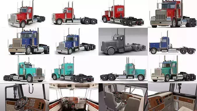Peterbilt 379 Pack hquality 3D Model Collection