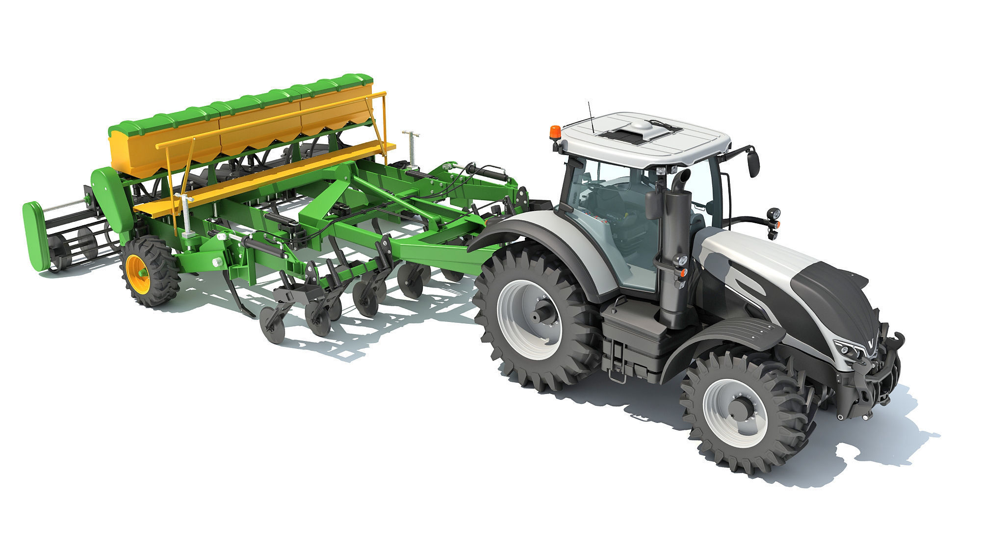 Tractor with Trailed Disc Harrow 3D model_9