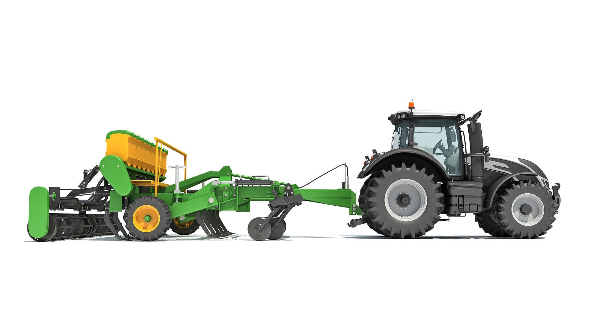 Tractor with Trailed Disc Harrow 3D model_7