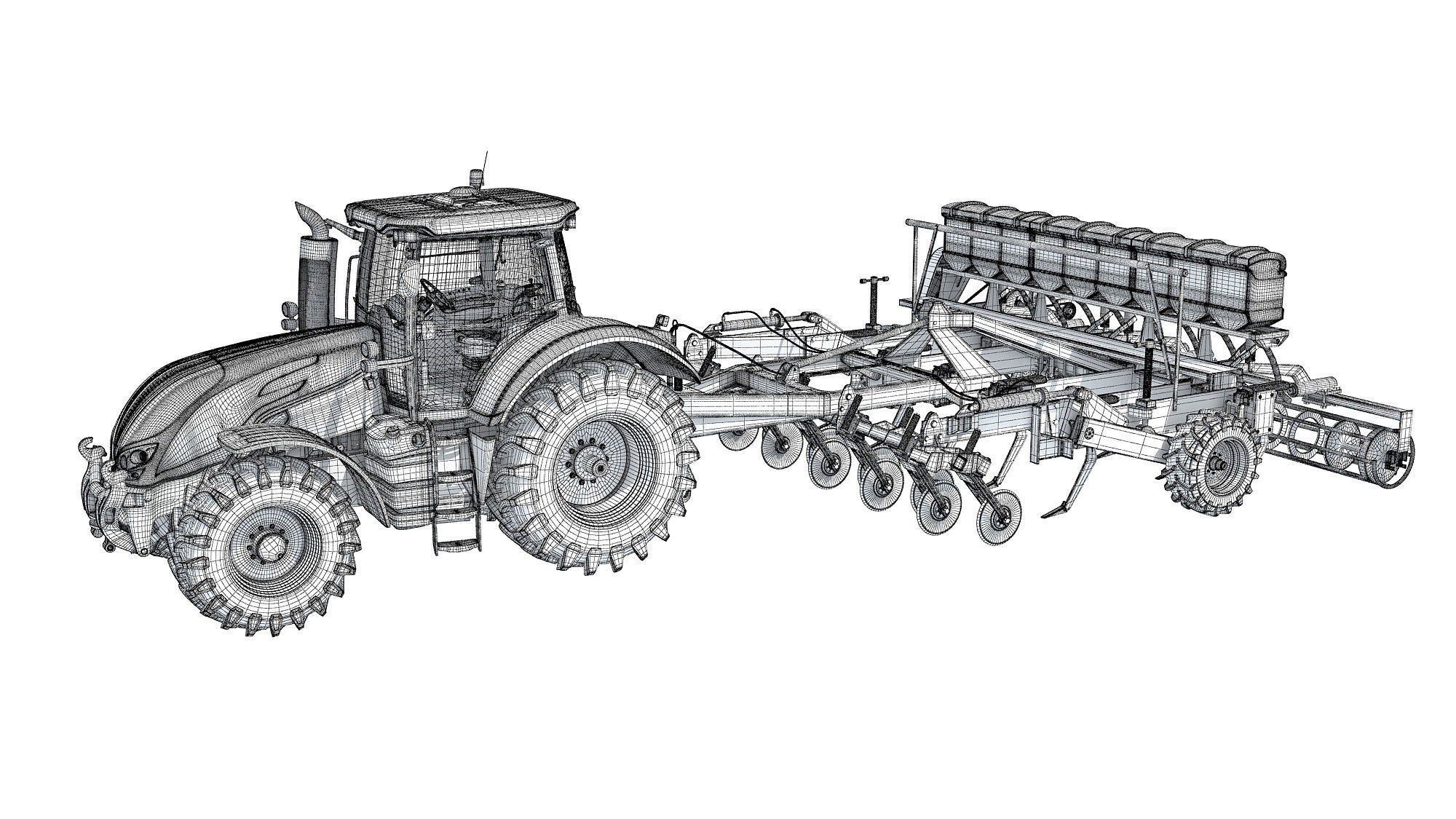 Tractor with Trailed Disc Harrow 3D model_16
