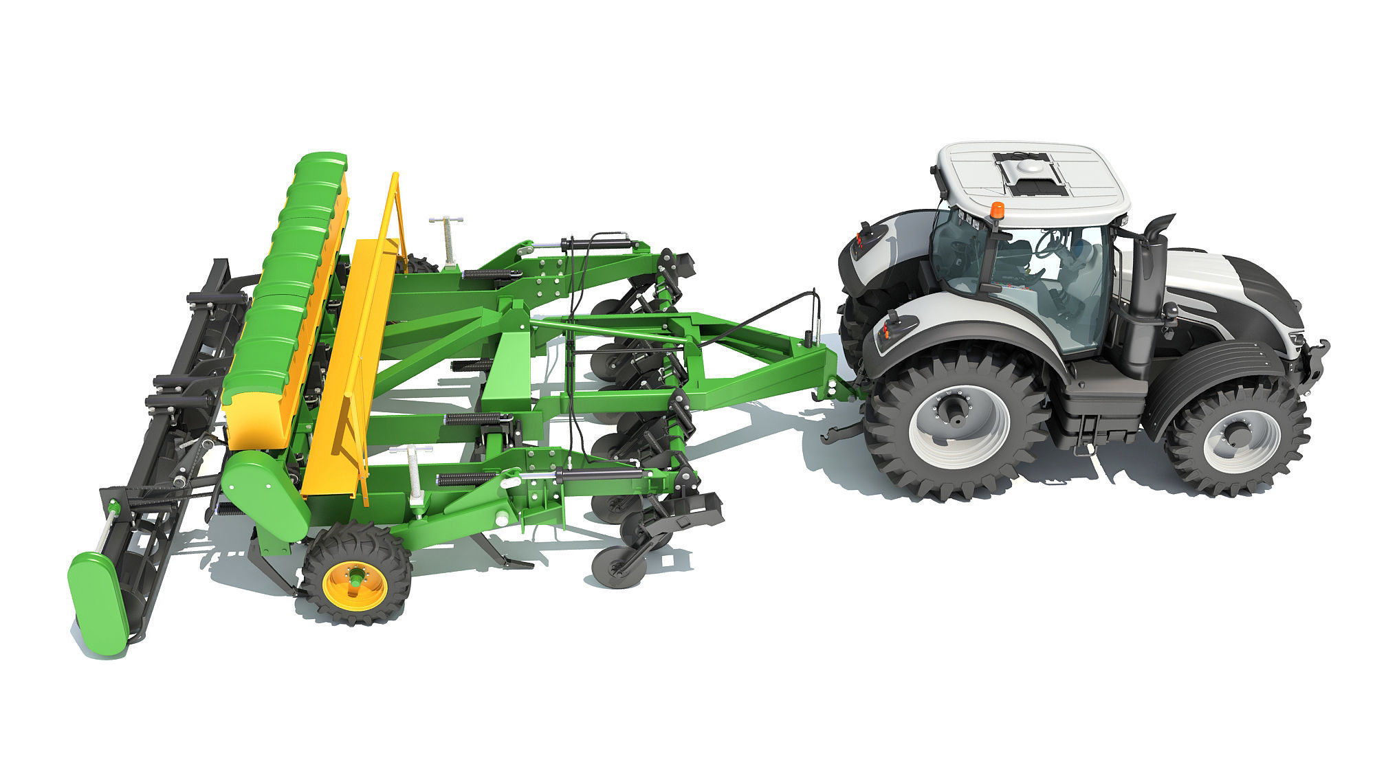 Tractor with Trailed Disc Harrow 3D model_5