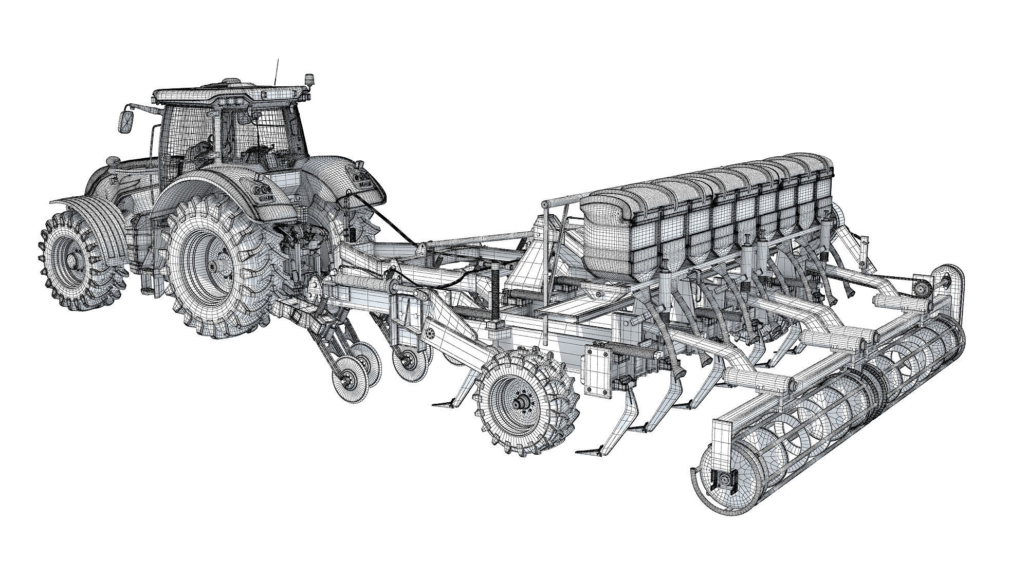 Tractor with Trailed Disc Harrow 3D model_17