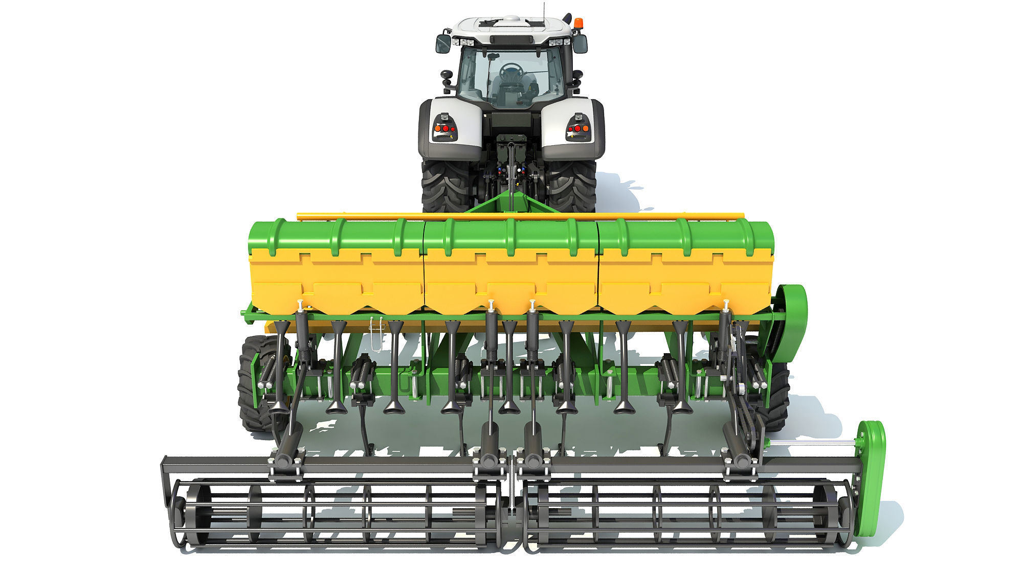 Tractor with Trailed Disc Harrow 3D model_3