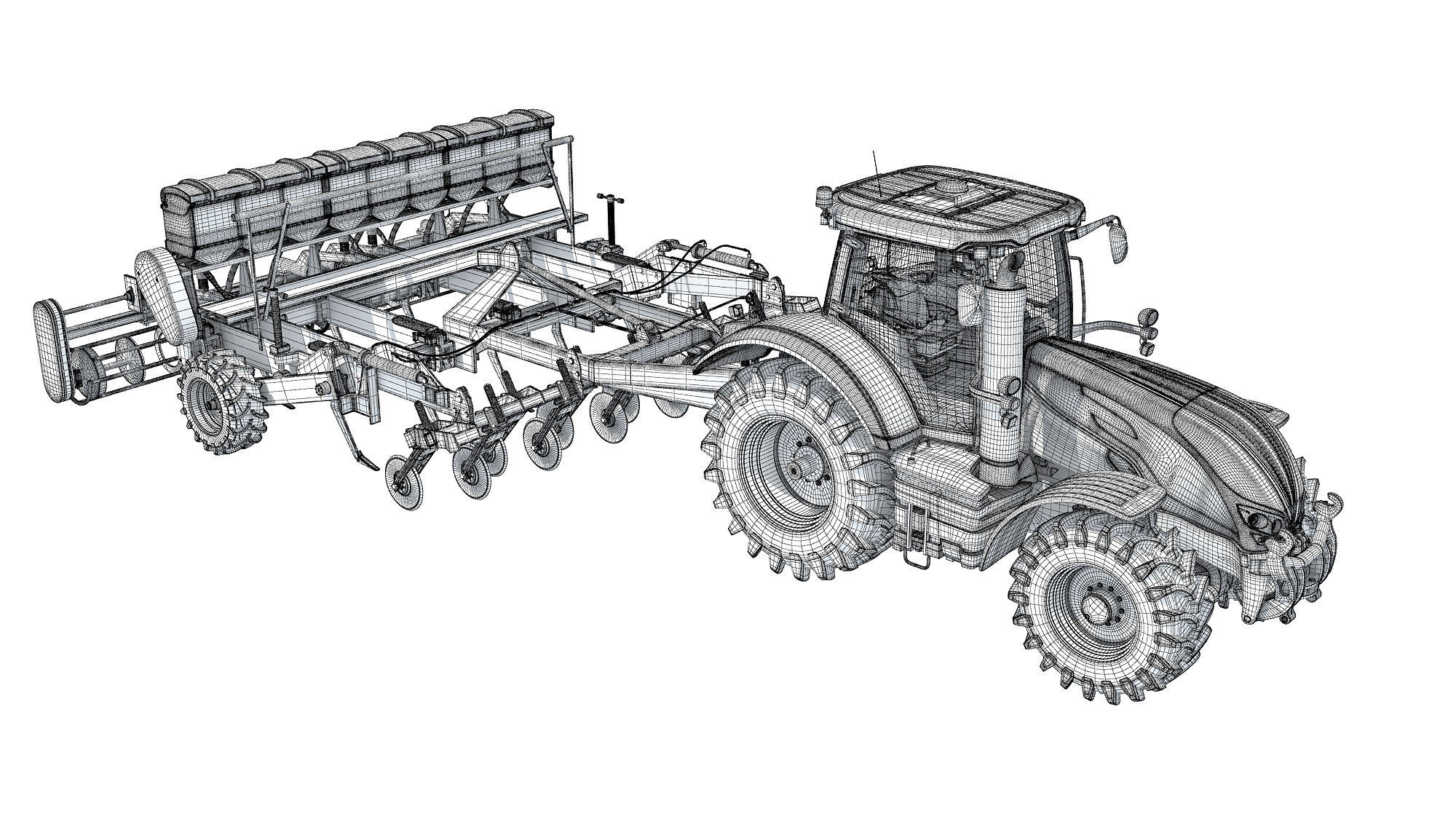 Tractor with Trailed Disc Harrow 3D model_19