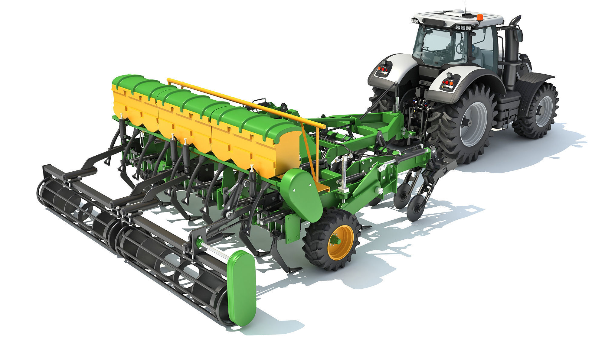 Tractor with Trailed Disc Harrow 3D model_4